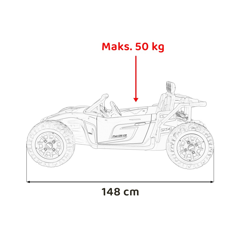 JOKO Veľké Elektrické Autíčko Buggy Racing 5, Dvojmiestne Kožené sedadlo, penové kolesá, 2x200W, nosnosť 50kg, modré