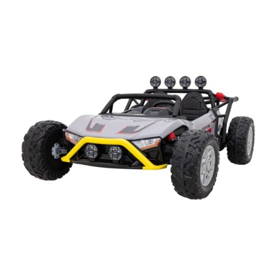 JOKO Veľké Elektrické Autíčko Buggy Racing 5, Dvojmiestne Kožené sedadlo, penové kolesá, 2x200W, nosnosť 50kg, sivé