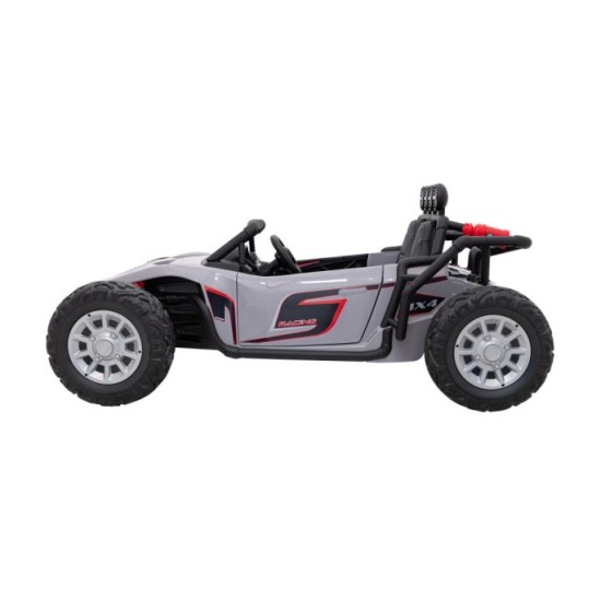 JOKO Veľké Elektrické Autíčko Buggy Racing 5, Dvojmiestne Kožené sedadlo, penové kolesá, 2x200W, nosnosť 50kg, sivé