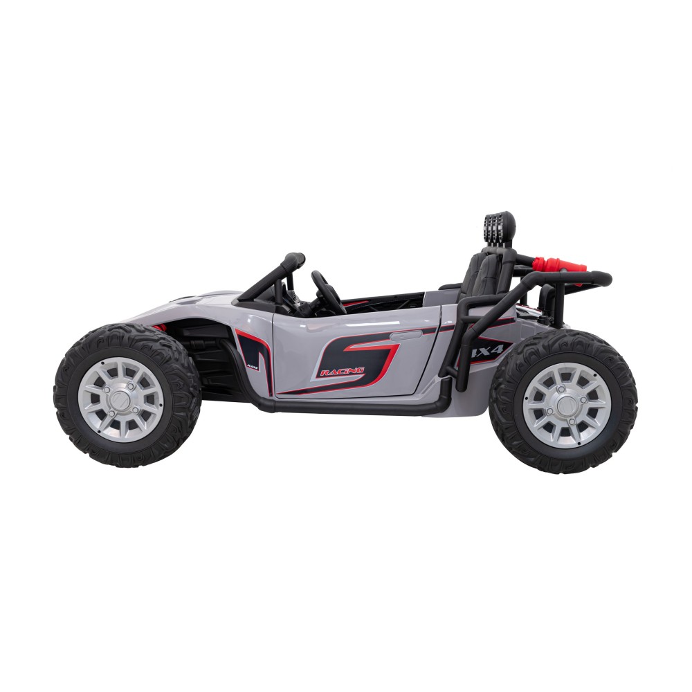 JOKO Veľké Elektrické Autíčko Buggy Racing 5, Dvojmiestne Kožené sedadlo, penové kolesá, 2x200W, nosnosť 50kg, sivé