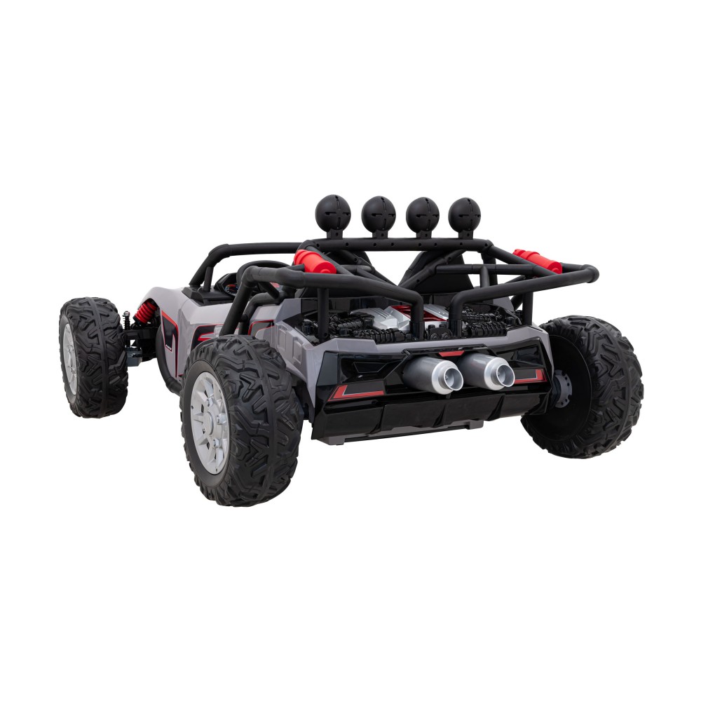 JOKO Veľké Elektrické Autíčko Buggy Racing 5, Dvojmiestne Kožené sedadlo, penové kolesá, 2x200W, nosnosť 50kg, sivé
