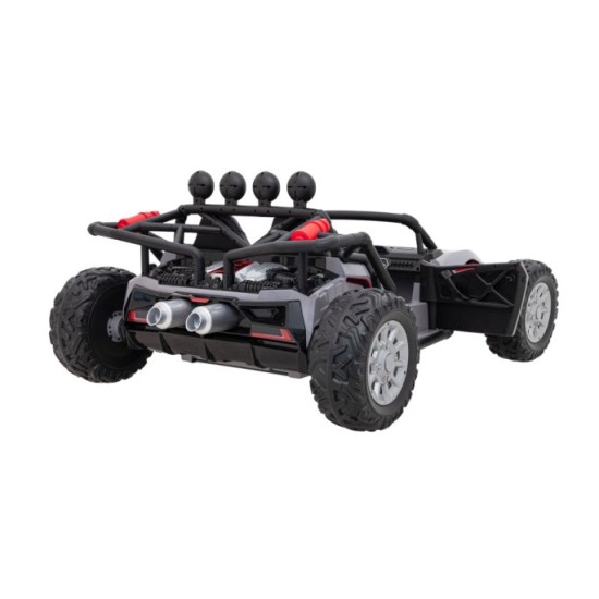 JOKO Veľké Elektrické Autíčko Buggy Racing 5, Dvojmiestne Kožené sedadlo, penové kolesá, 2x200W, nosnosť 50kg, sivé