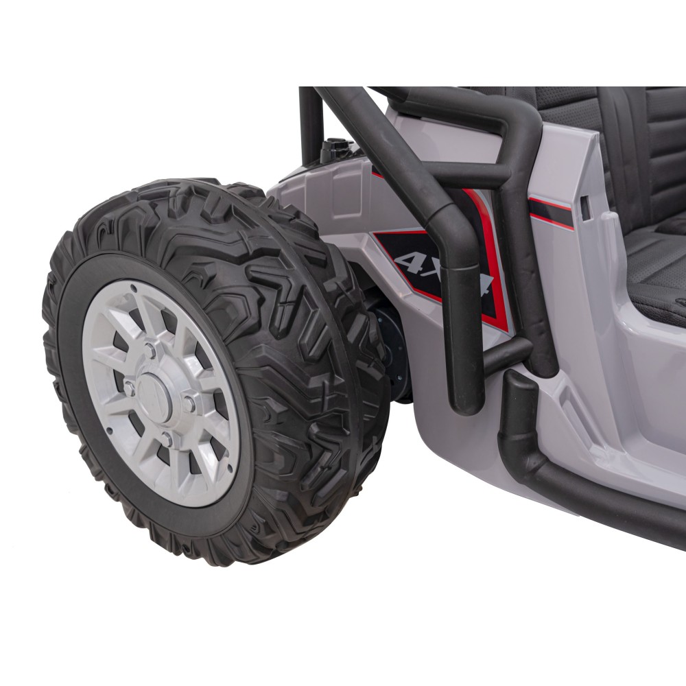 JOKO Veľké Elektrické Autíčko Buggy Racing 5, Dvojmiestne Kožené sedadlo, penové kolesá, 2x200W, nosnosť 50kg, sivé