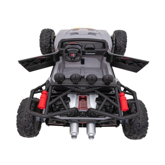 JOKO Veľké Elektrické Autíčko Buggy Racing 5, Dvojmiestne Kožené sedadlo, penové kolesá, 2x200W, nosnosť 50kg, sivé