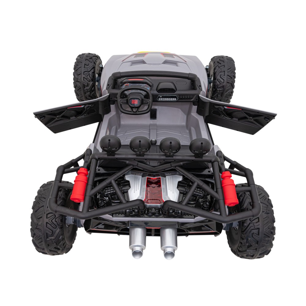 JOKO Veľké Elektrické Autíčko Buggy Racing 5, Dvojmiestne Kožené sedadlo, penové kolesá, 2x200W, nosnosť 50kg, sivé