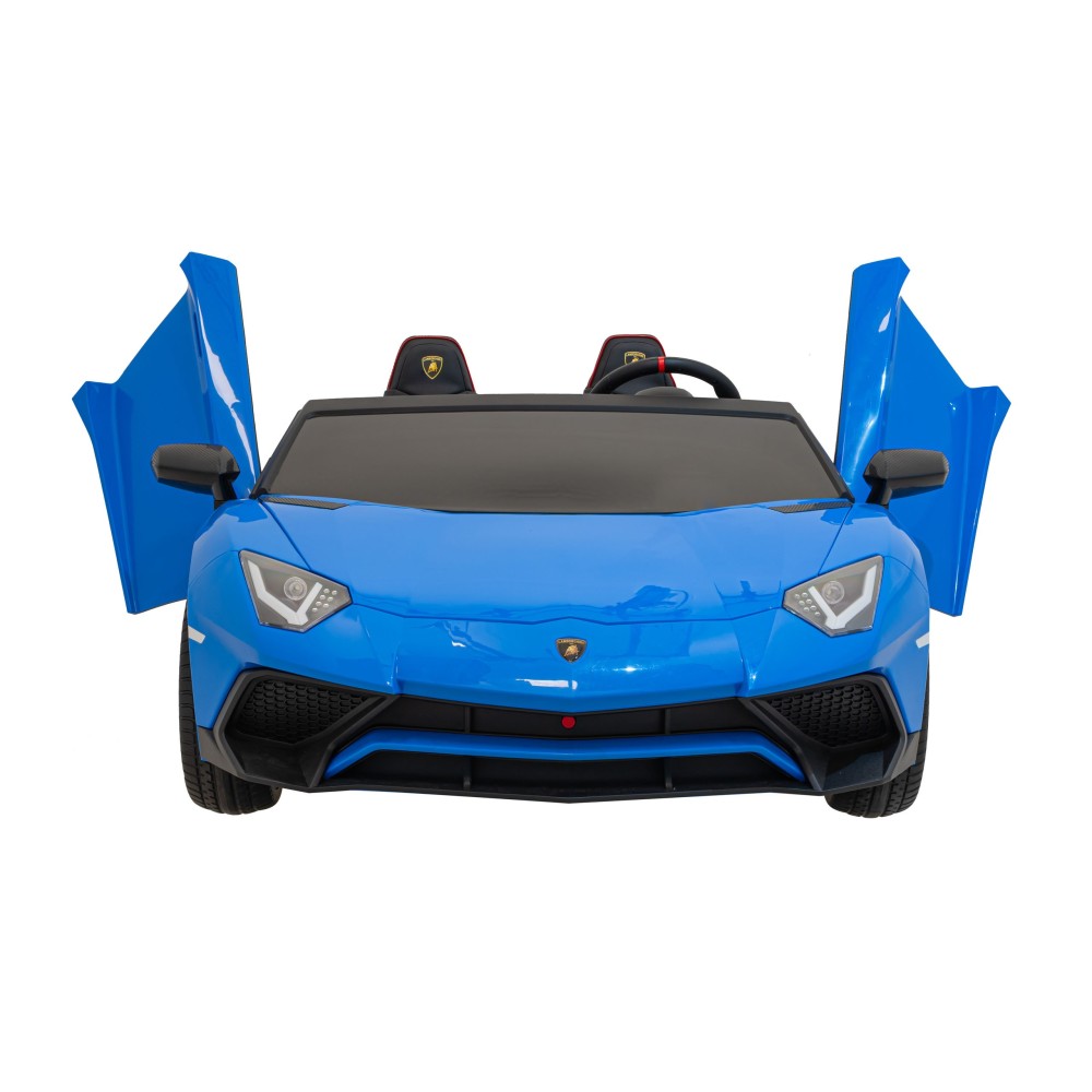 JOKO Veľké Elektrické Autíčko Lamborghini Aventador SV, kožené sedadlo, penové kolesá, nosnosť 100kg, 2x200W, 24V, modré