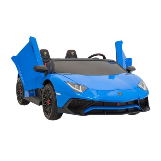 JOKO Veľké Elektrické Autíčko Lamborghini Aventador SV, kožené sedadlo, penové kolesá, nosnosť 100kg, 2x200W, 24V, modré