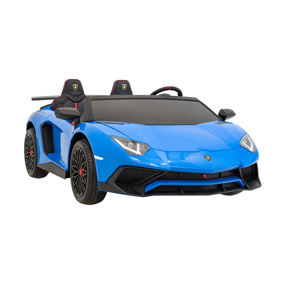 JOKO Veľké Elektrické Autíčko Lamborghini Aventador SV, kožené sedadlo, penové kolesá, nosnosť 100kg, 2x200W, 24V, modré
