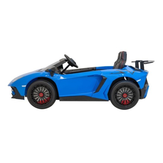 JOKO Veľké Elektrické Autíčko Lamborghini Aventador SV, kožené sedadlo, penové kolesá, nosnosť 100kg, 2x200W, 24V, modré