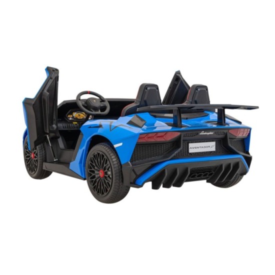 JOKO Veľké Elektrické Autíčko Lamborghini Aventador SV, kožené sedadlo, penové kolesá, nosnosť 100kg, 2x200W, 24V, modré