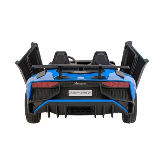 JOKO Veľké Elektrické Autíčko Lamborghini Aventador SV, kožené sedadlo, penové kolesá, nosnosť 100kg, 2x200W, 24V, modré