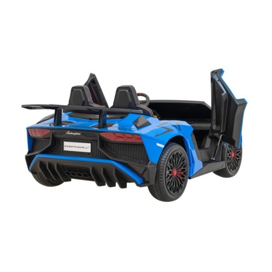 JOKO Veľké Elektrické Autíčko Lamborghini Aventador SV, kožené sedadlo, penové kolesá, nosnosť 100kg, 2x200W, 24V, modré