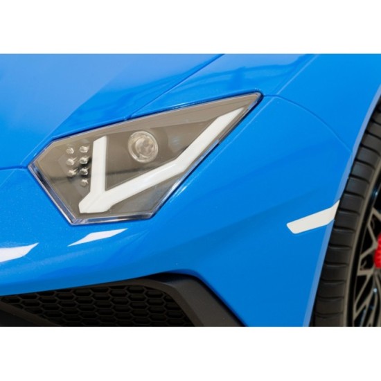 JOKO Veľké Elektrické Autíčko Lamborghini Aventador SV, kožené sedadlo, penové kolesá, nosnosť 100kg, 2x200W, 24V, modré