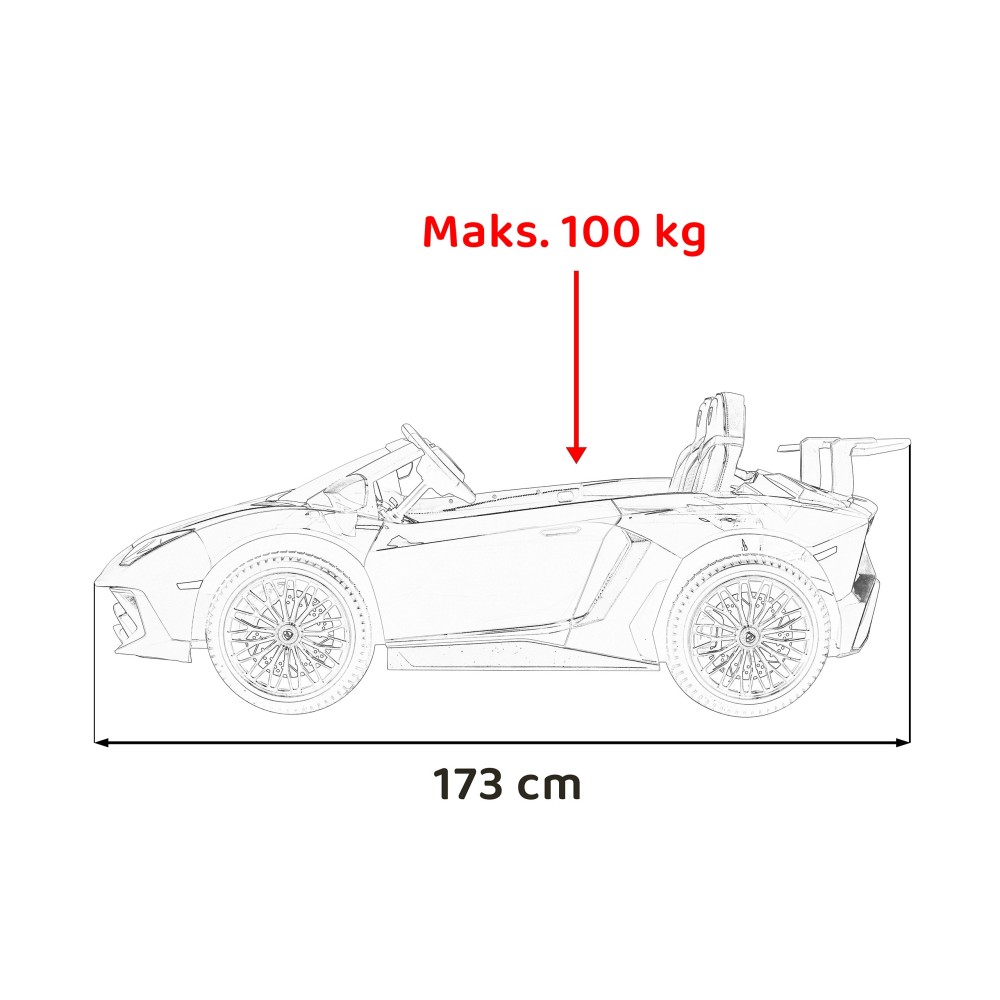 JOKO Veľké Elektrické Autíčko Lamborghini Aventador SV, kožené sedadlo, penové kolesá, nosnosť 100kg, 2x200W, 24V, modré