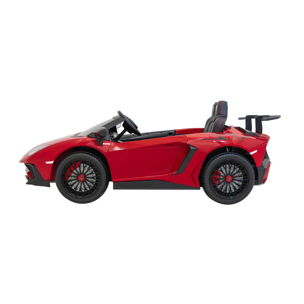 JOKO Veľké Elektrické Autíčko Lamborghini Aventador SV, kožené sedadlo, penové kolesá, nosnosť 100kg, 2x200W, 24V, červené
