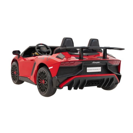 JOKO Veľké Elektrické Autíčko Lamborghini Aventador SV, kožené sedadlo, penové kolesá, nosnosť 100kg, 2x200W, 24V, červené