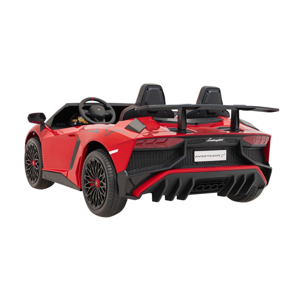 JOKO Veľké Elektrické Autíčko Lamborghini Aventador SV, kožené sedadlo, penové kolesá, nosnosť 100kg, 2x200W, 24V, červené