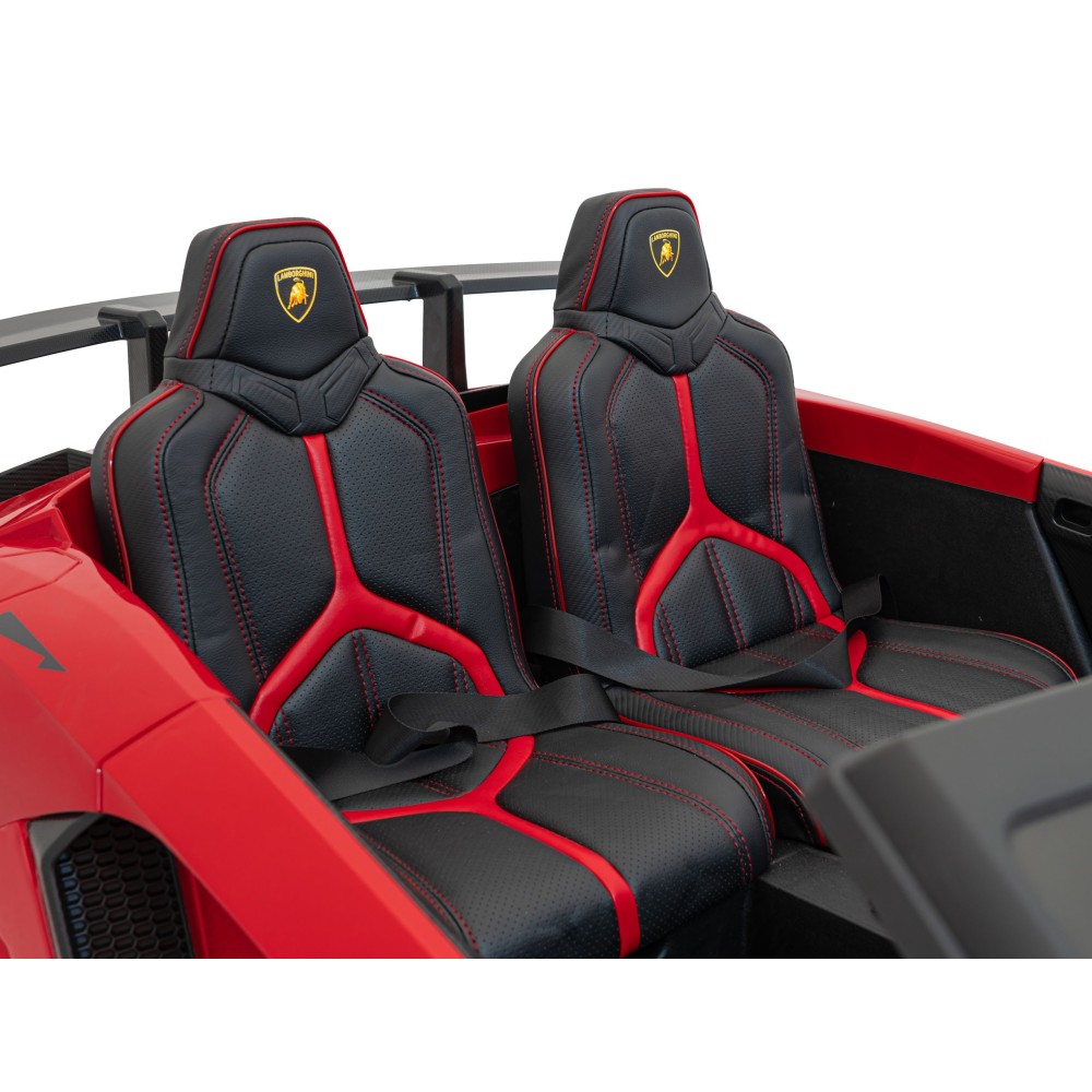 JOKO Veľké Elektrické Autíčko Lamborghini Aventador SV, kožené sedadlo, penové kolesá, nosnosť 100kg, 2x200W, 24V, červené