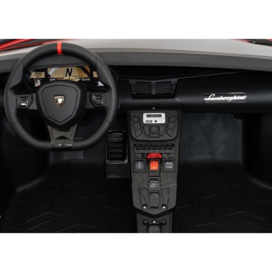 JOKO Veľké Elektrické Autíčko Lamborghini Aventador SV, kožené sedadlo, penové kolesá, nosnosť 100kg, 2x200W, 24V, červené