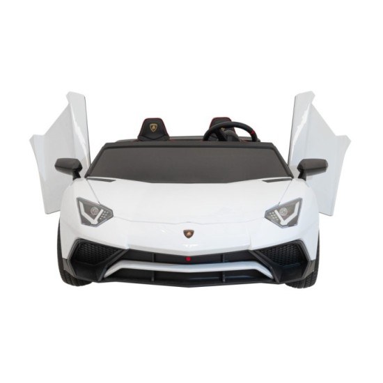 JOKO Veľké Elektrické Autíčko Lamborghini Aventador SV, kožené sedadlo, penové kolesá, nosnosť 100kg, 2x200W, 24V, biele