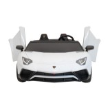 JOKO Veľké Elektrické Autíčko Lamborghini Aventador SV, kožené sedadlo, penové kolesá, nosnosť 100kg, 2x200W, 24V, biele