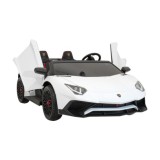 JOKO Veľké Elektrické Autíčko Lamborghini Aventador SV, kožené sedadlo, penové kolesá, nosnosť 100kg, 2x200W, 24V, biele
