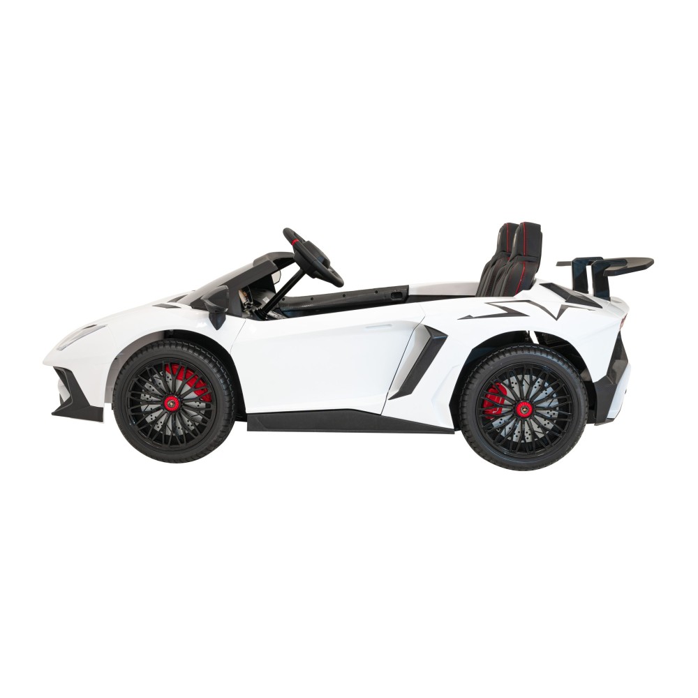 JOKO Veľké Elektrické Autíčko Lamborghini Aventador SV, kožené sedadlo, penové kolesá, nosnosť 100kg, 2x200W, 24V, biele