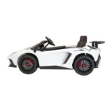 JOKO Veľké Elektrické Autíčko Lamborghini Aventador SV, kožené sedadlo, penové kolesá, nosnosť 100kg, 2x200W, 24V, biele
