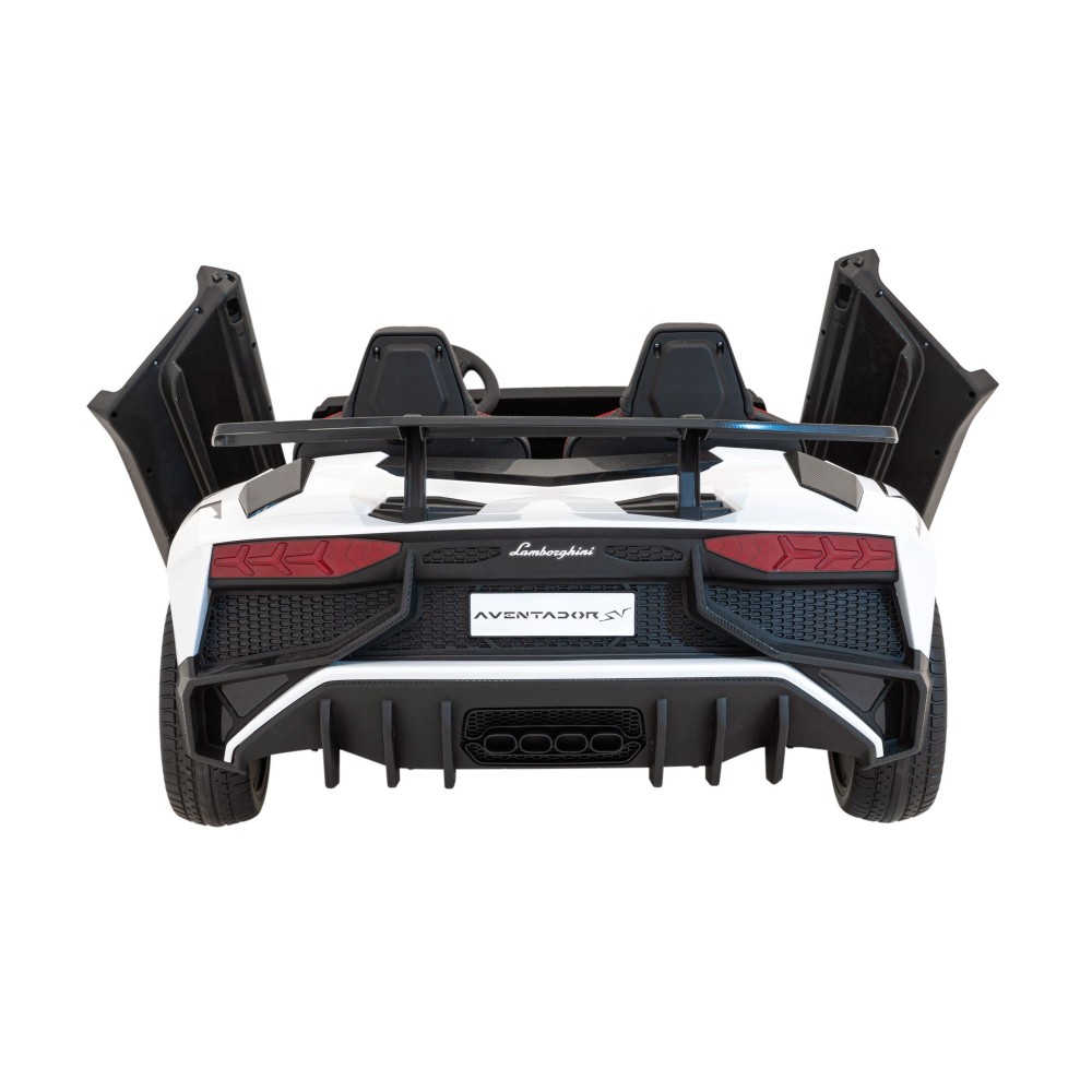 JOKO Veľké Elektrické Autíčko Lamborghini Aventador SV, kožené sedadlo, penové kolesá, nosnosť 100kg, 2x200W, 24V, biele