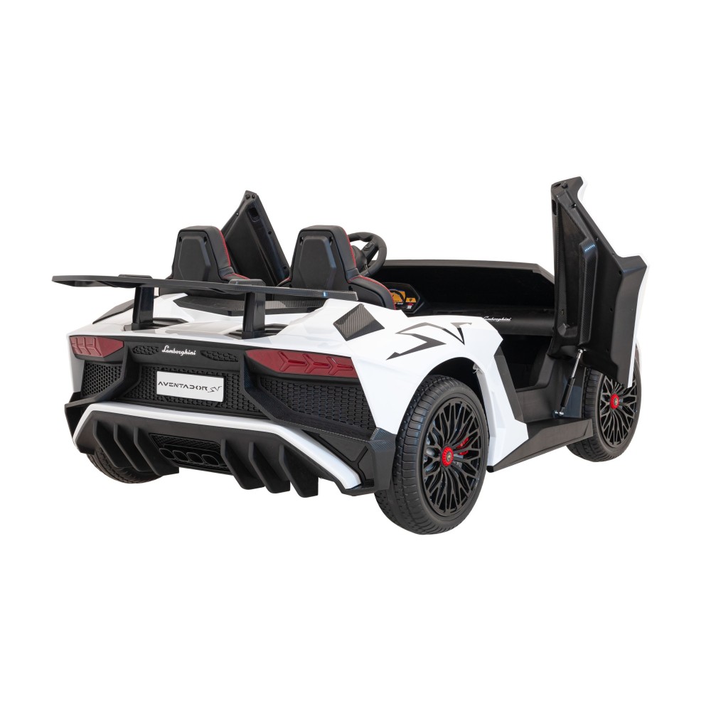 JOKO Veľké Elektrické Autíčko Lamborghini Aventador SV, kožené sedadlo, penové kolesá, nosnosť 100kg, 2x200W, 24V, biele