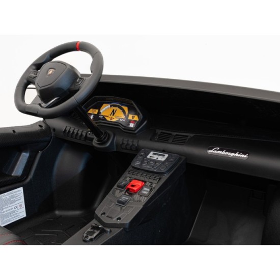 JOKO Veľké Elektrické Autíčko Lamborghini Aventador SV, kožené sedadlo, penové kolesá, nosnosť 100kg, 2x200W, 24V, biele