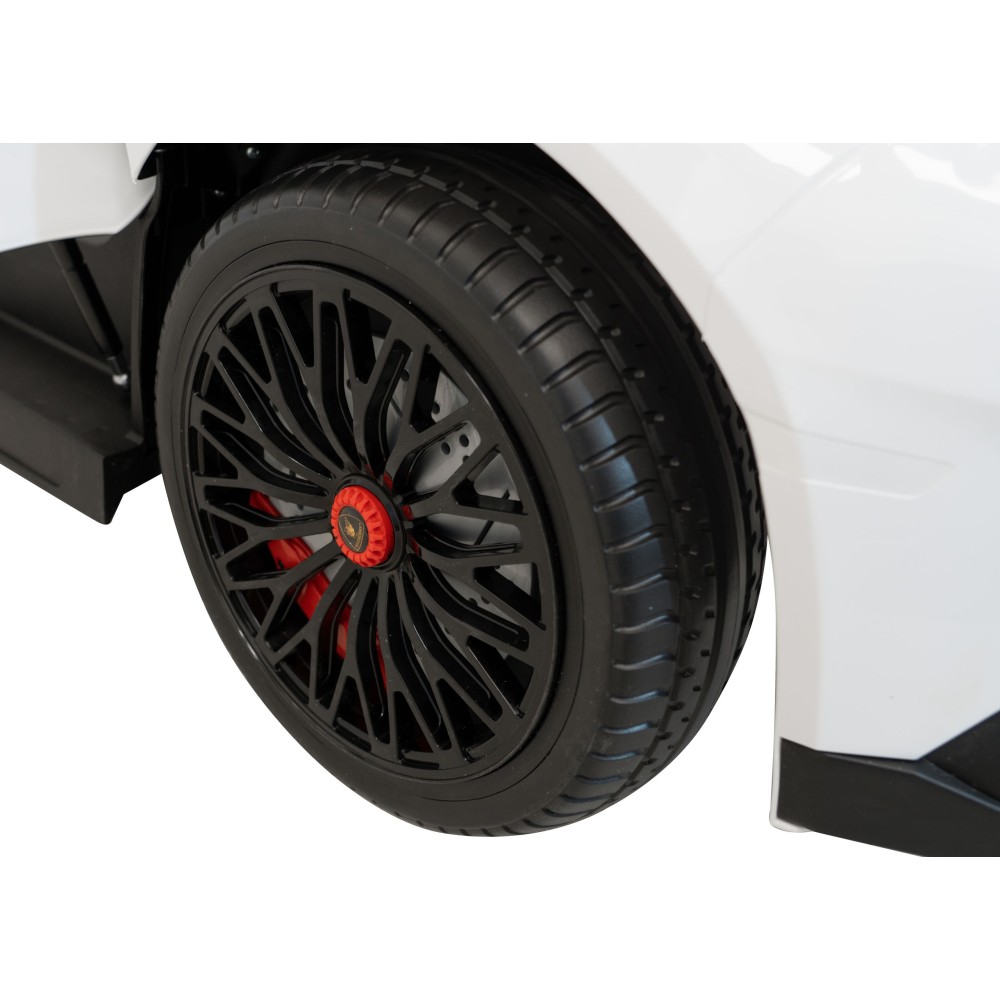 JOKO Veľké Elektrické Autíčko Lamborghini Aventador SV, kožené sedadlo, penové kolesá, nosnosť 100kg, 2x200W, 24V, biele