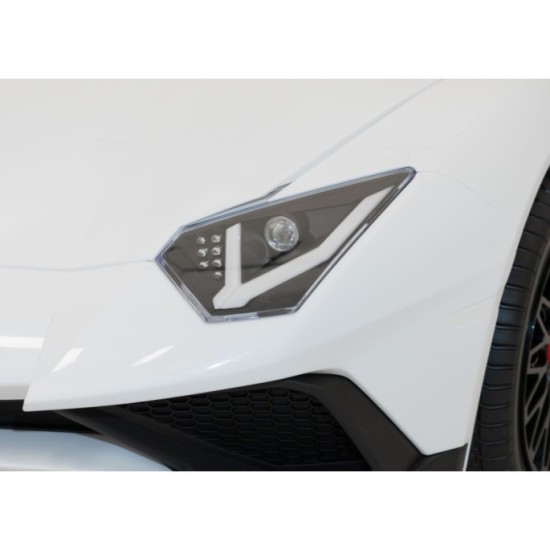 JOKO Veľké Elektrické Autíčko Lamborghini Aventador SV, kožené sedadlo, penové kolesá, nosnosť 100kg, 2x200W, 24V, biele