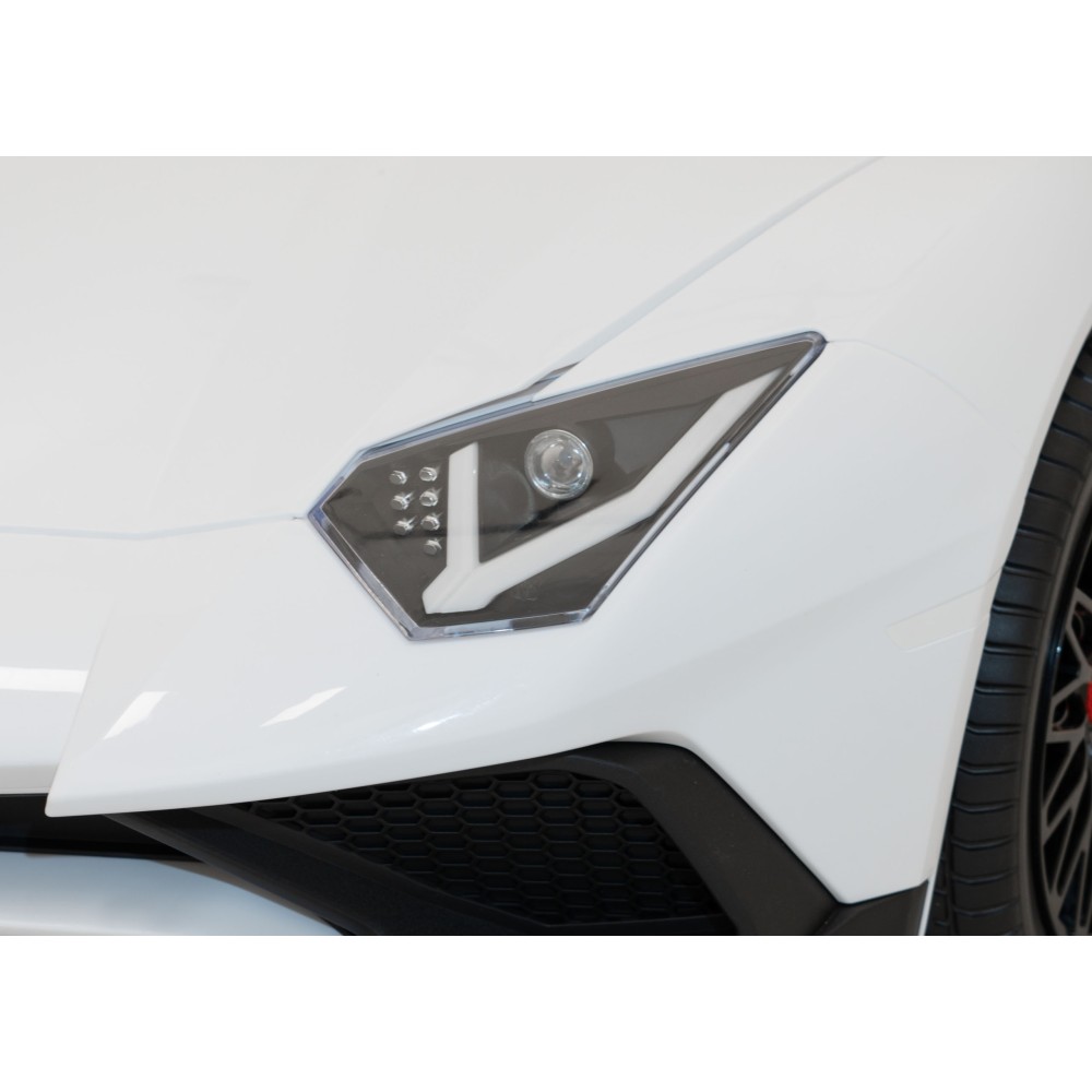 JOKO Veľké Elektrické Autíčko Lamborghini Aventador SV, kožené sedadlo, penové kolesá, nosnosť 100kg, 2x200W, 24V, biele
