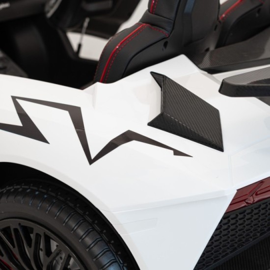 JOKO Veľké Elektrické Autíčko Lamborghini Aventador SV, kožené sedadlo, penové kolesá, nosnosť 100kg, 2x200W, 24V, biele