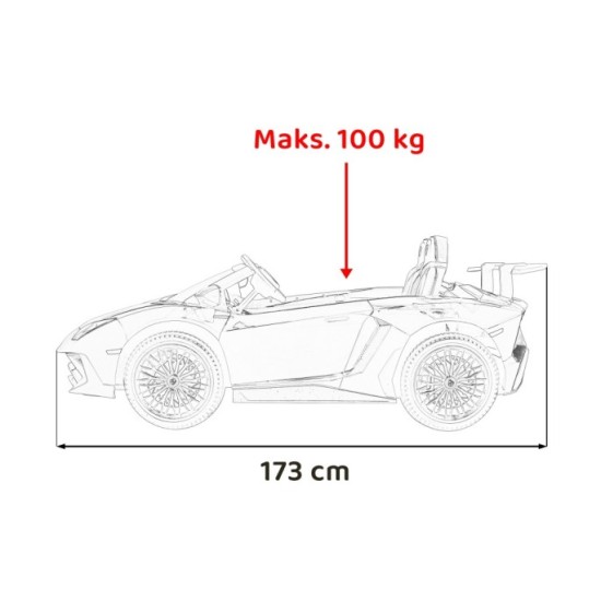 JOKO Veľké Elektrické Autíčko Lamborghini Aventador SV, kožené sedadlo, penové kolesá, nosnosť 100kg, 2x200W, 24V, biele