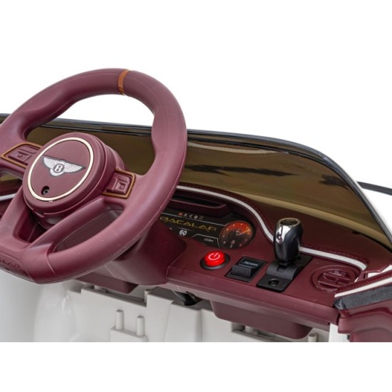 JOKO Elektrické autíčko Bentley Bacalar, penové kolesá, kožené sedadlo, biele