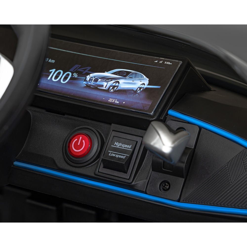 JOKO Elektrické autíčko BMW I4, penové kolesá, kožené sedadlo, čierne