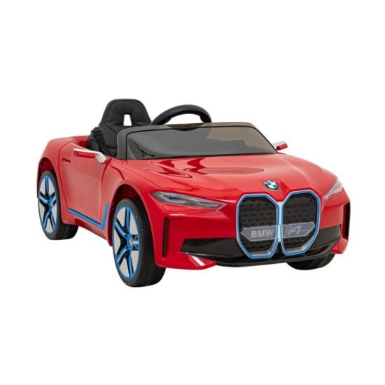 JOKO Elektrické autíčko BMW I4, penové kolesá, kožené sedadlo, červené