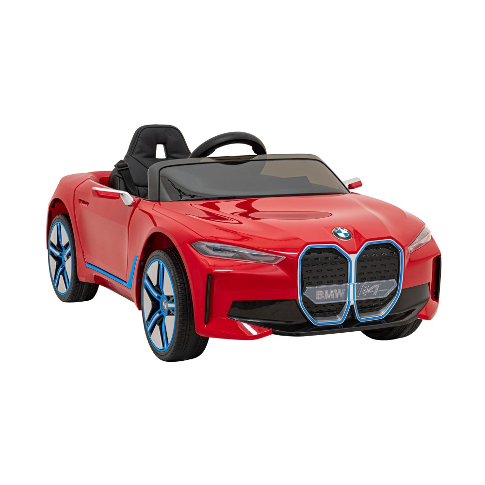 JOKO Elektrické autíčko BMW I4, penové kolesá, kožené sedadlo, červené
