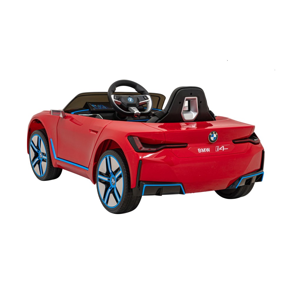 JOKO Elektrické autíčko BMW I4, penové kolesá, kožené sedadlo, červené