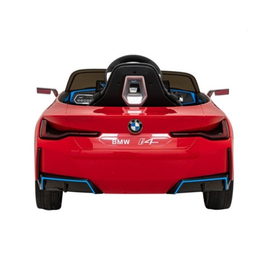 JOKO Elektrické autíčko BMW I4, penové kolesá, kožené sedadlo, červené
