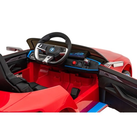 JOKO Elektrické autíčko BMW I4, penové kolesá, kožené sedadlo, červené
