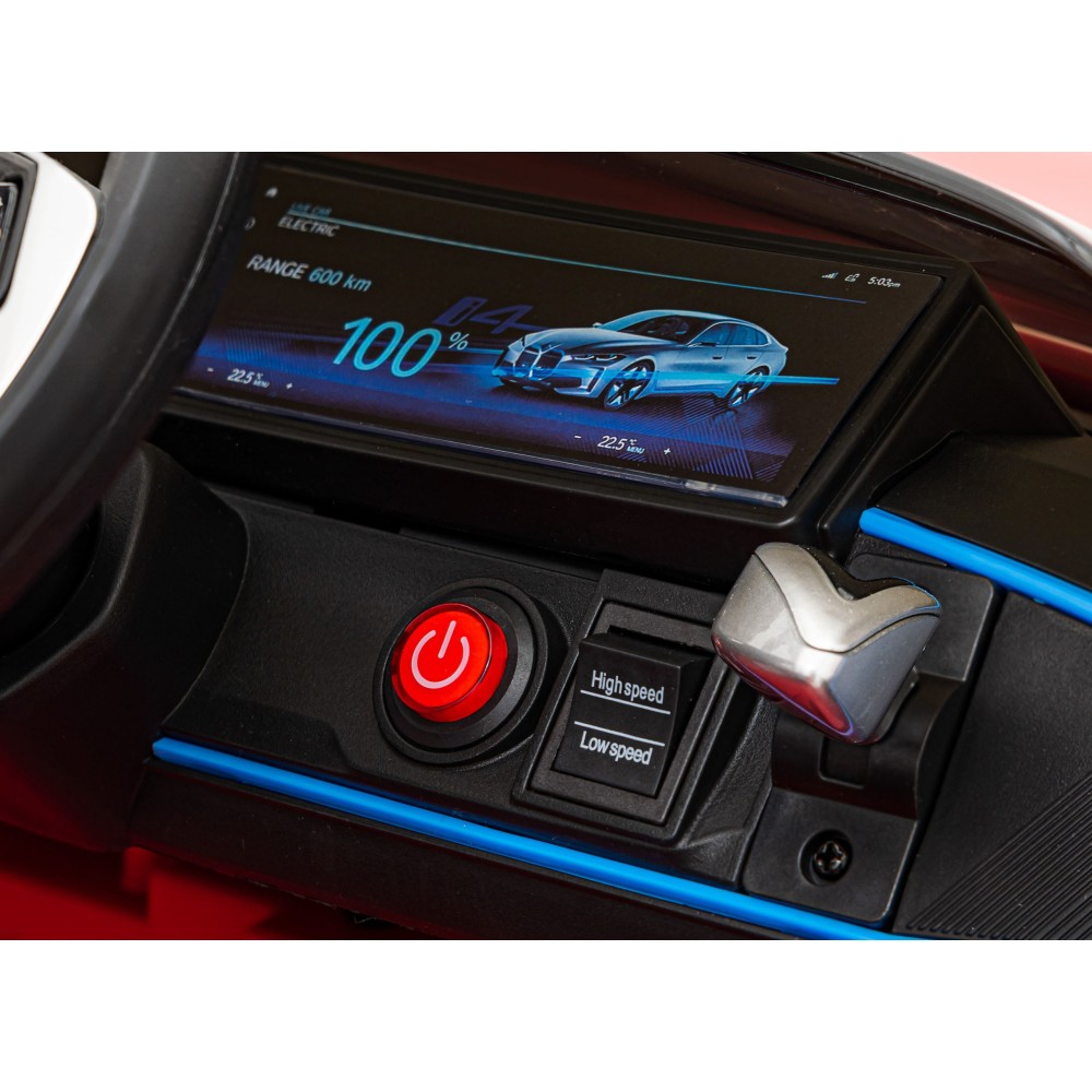 JOKO Elektrické autíčko BMW I4, penové kolesá, kožené sedadlo, červené