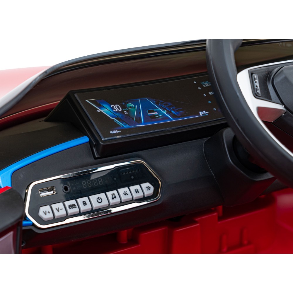 JOKO Elektrické autíčko BMW I4, penové kolesá, kožené sedadlo, červené