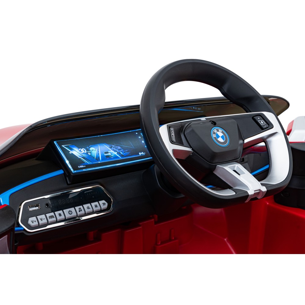JOKO Elektrické autíčko BMW I4, penové kolesá, kožené sedadlo, červené
