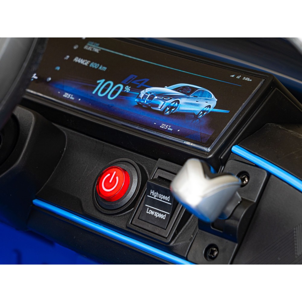 JOKO Elektrické autíčko BMW I4, penové kolesá, kožené sedadlo, modré