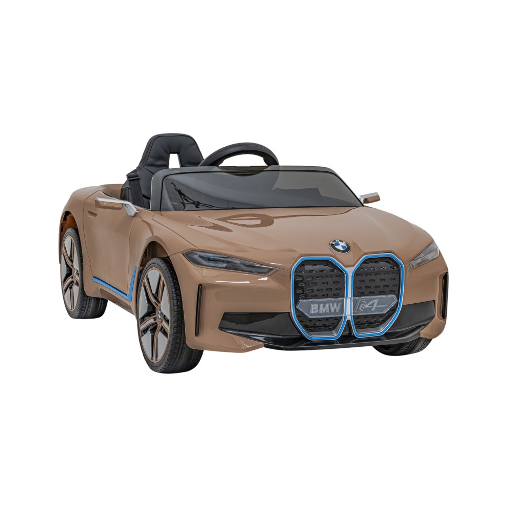JOKO Elektrické autíčko BMW I4, penové kolesá, kožené sedadlo, hnedé