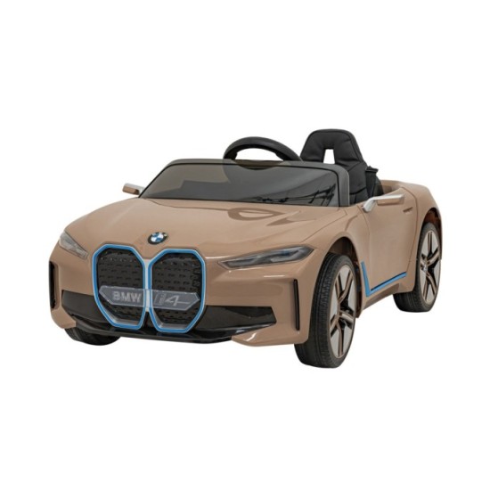 JOKO Elektrické autíčko BMW I4, penové kolesá, kožené sedadlo, hnedé