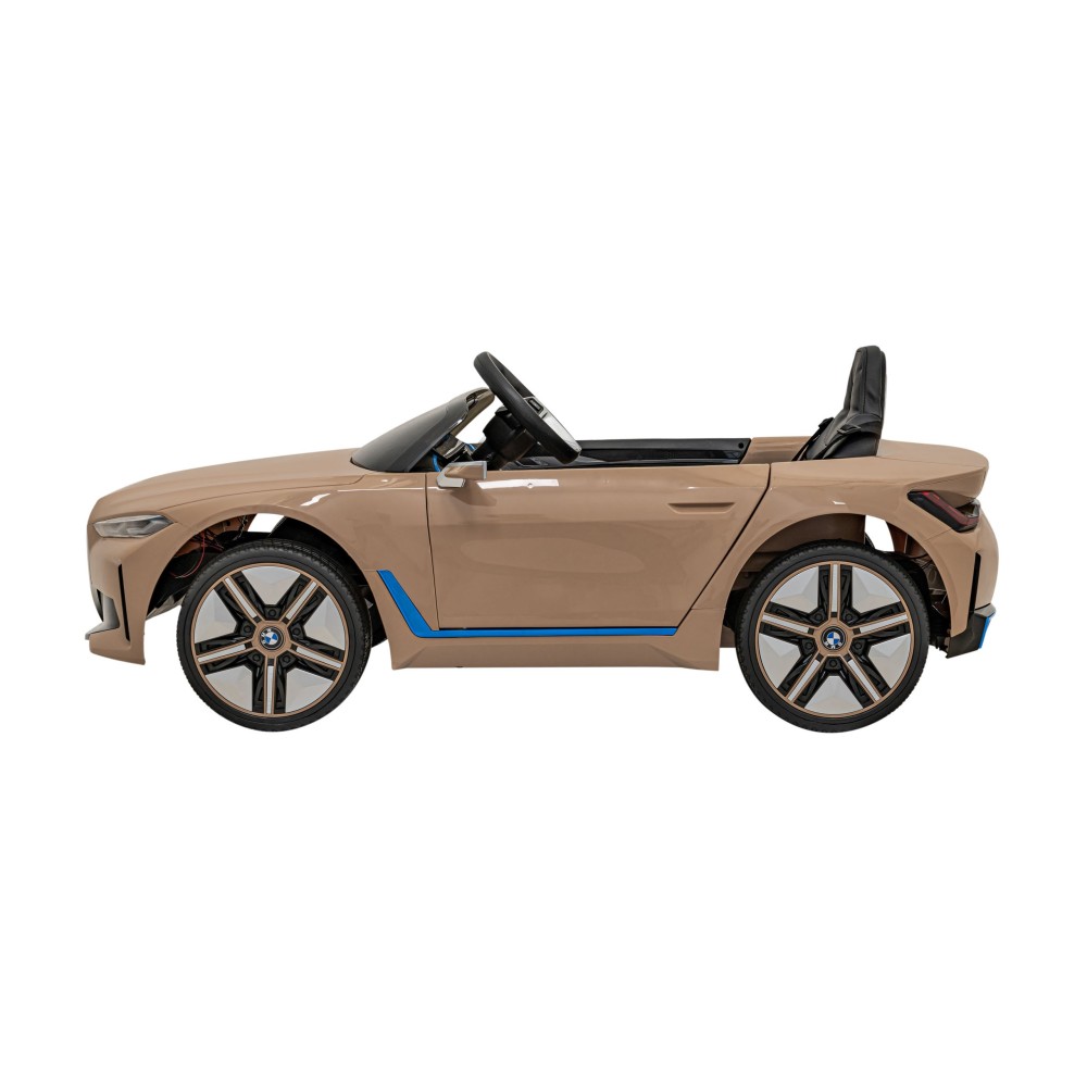 JOKO Elektrické autíčko BMW I4, penové kolesá, kožené sedadlo, hnedé